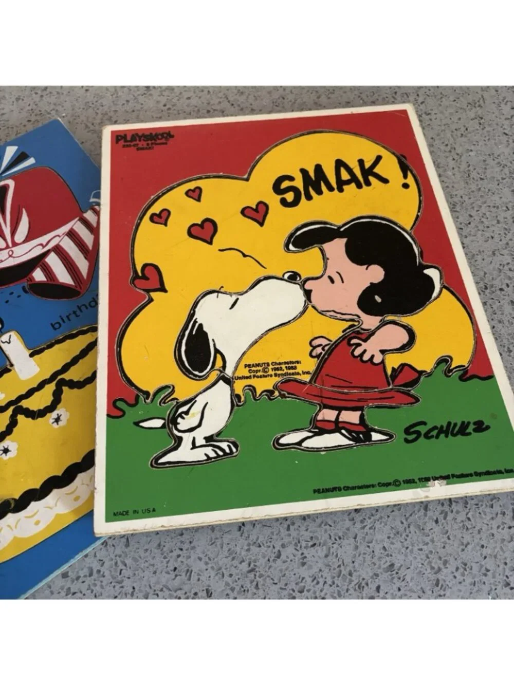 Lot 2 Playskool Board Wooden Puzzles Peanuts Lucy Snoopy Party Preschool